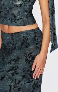 Tall Grey Devore Maxi Skirt