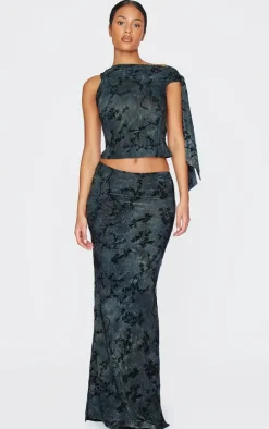 Tall Grey Devore Twist Detail Top