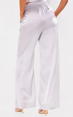 Tall Grey Drawstring Satin Pants