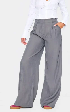 Tall Grey High Waisted Wide Leg Pant