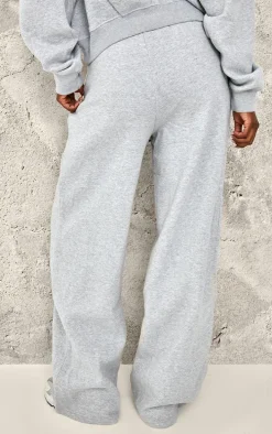 Tall Grey Marl Baltimore Borg Applique Detail Wide Leg Sweatpants