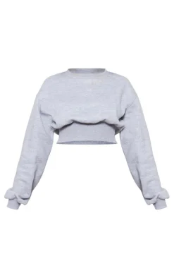 Tall Grey Marl Cropped Oversized Sweatshirt