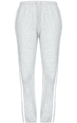 Tall Grey Marl Double Stripe Split Hem Sweatpants