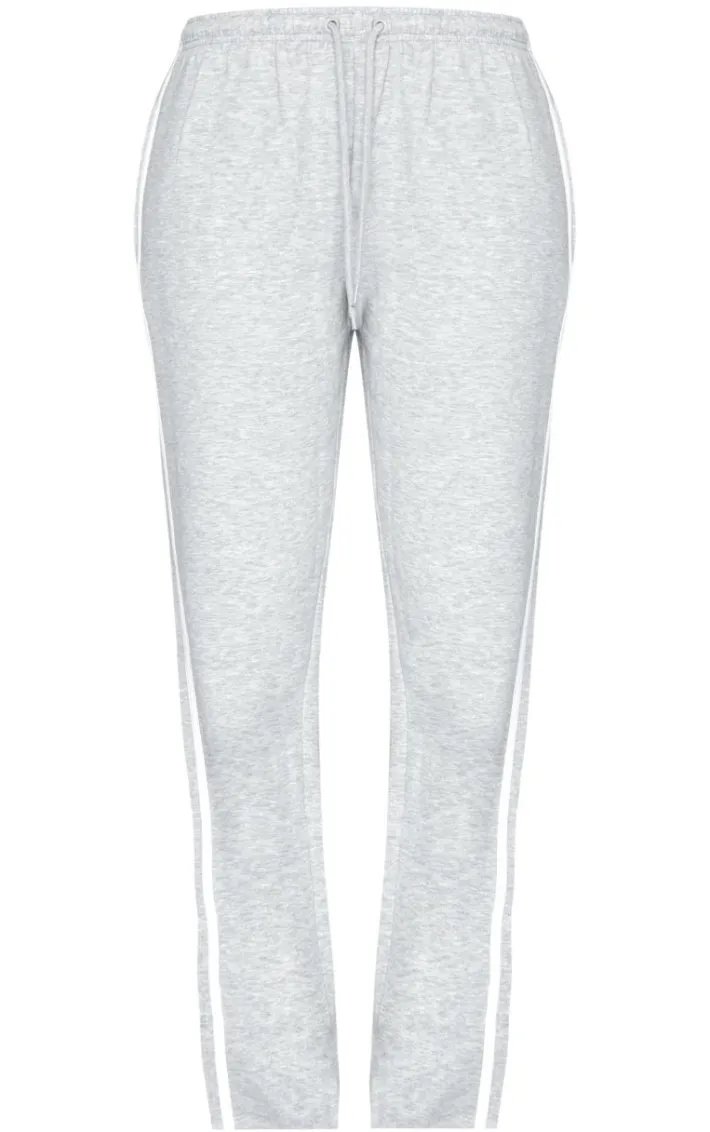 Tall Grey Marl Double Stripe Split Hem Sweatpants