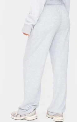 Tall Grey Marl Fold Over Straight Leg Sweatpants