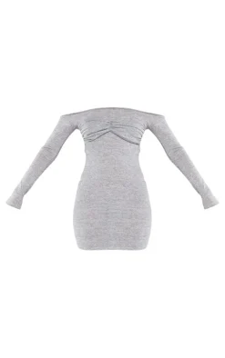 Tall Grey Marl Knot Front Detail Micro Mini Dress