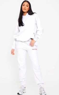 Tall Grey Marl Premium Sports Academy Puff Print Oversized Sweatpants