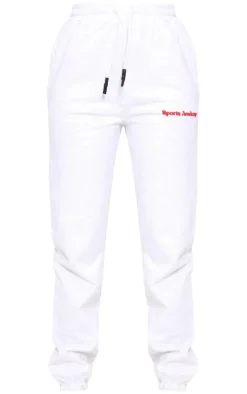 Tall Grey Marl Premium Sports Academy Puff Print Oversized Sweatpants