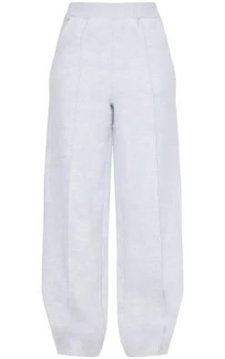 Tall Grey Marl Seam Detail High Waist Wide Leg Sweatpants