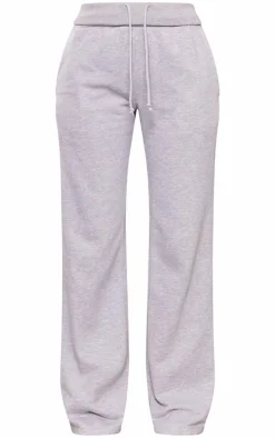 Tall Grey Marl Straight Leg Fold Over Sweatpants