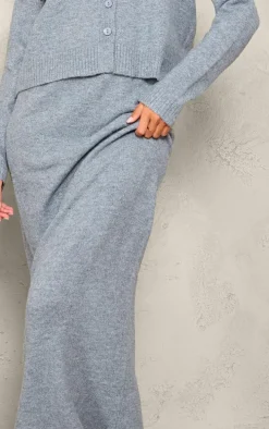 Tall Grey Melange Soft Knit Maxi Skirt
