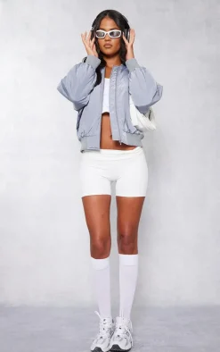 Tall Grey Oversized Zip Up Bomber Jacket