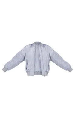 Tall Grey Oversized Zip Up Bomber Jacket