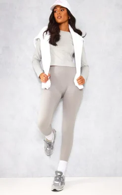 Tall Grey Structured Snatched Rib Leggings