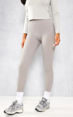 Tall Grey Structured Snatched Rib Leggings