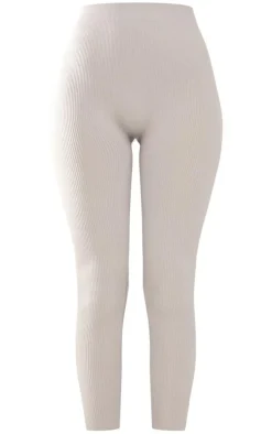 Tall Grey Structured Snatched Rib Leggings