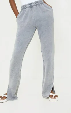 Tall Grey Washed Split Hem Sweatpants