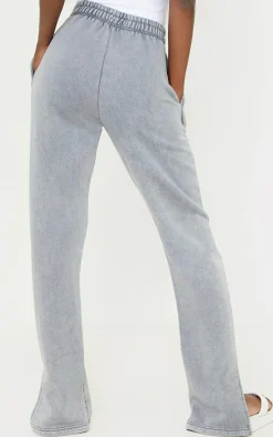 Tall Grey Washed Split Hem Sweatpants