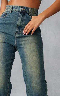 Tall Indigo Vintage Wash High Waist Split Hem Jeans