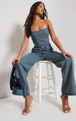 Tall Indigo Vintage Wash Denim Corset