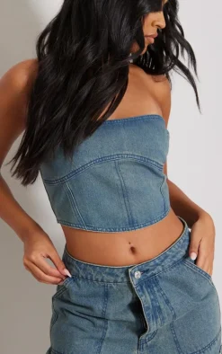 Tall Indigo Vintage Wash Denim Corset