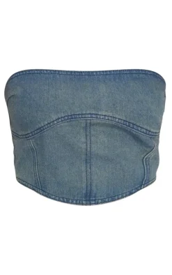 Tall Indigo Vintage Wash Denim Corset