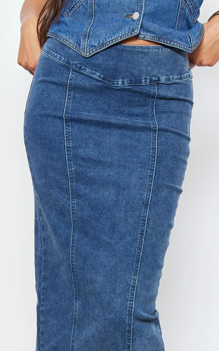Tall Indigo Vintage Wash Midaxi Skirt