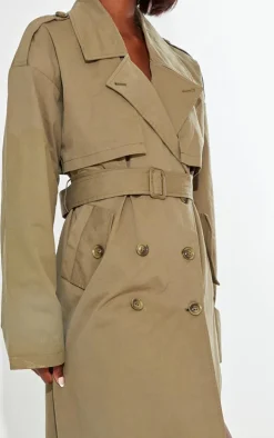 Tall Khaki Tie Waist Trench Coat