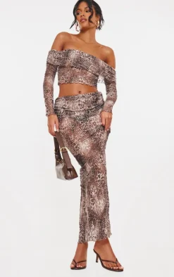 Tall Leopard Crushed Lace Maxi Skirt