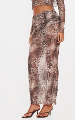 Tall Leopard Crushed Lace Maxi Skirt