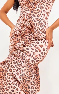 Tall Leopard Textured Frill Maxi Dress