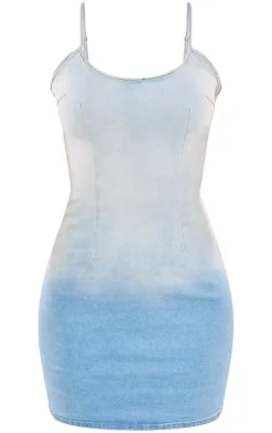 Tall Light Blue Ombre Cami Strap Denim Mini Dress