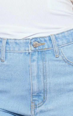 Tall Light Blue Wash Frayed Denim Shorts