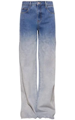 Tall Light Blue Wash Low Rise Frayed Hem Wide Leg Jeans
