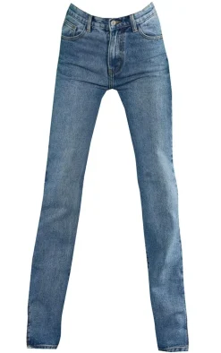 Tall Mid Wash High Waist Split Hem Jeans