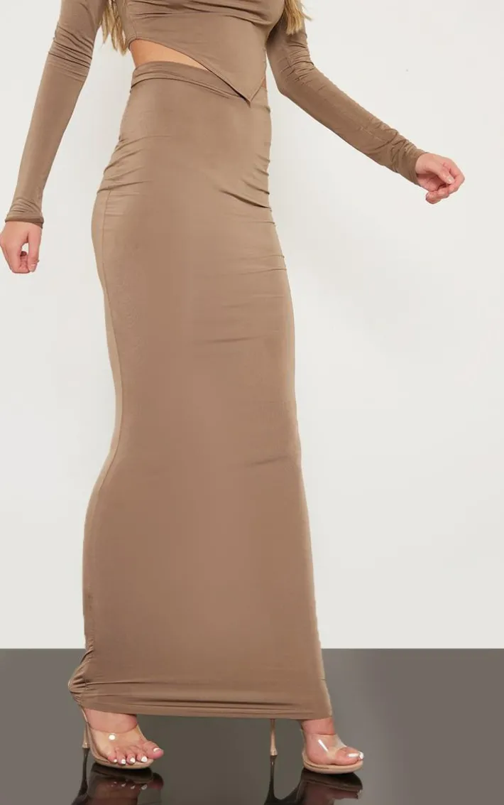 Tall Mocha Brown Midaxi Skirt