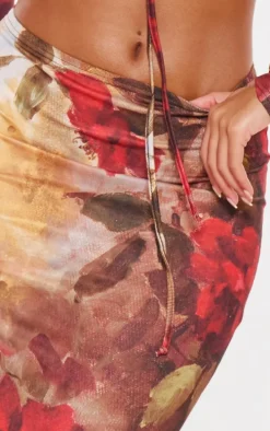 Tall Multi Floral Print Soft Touch Maxi Skirt