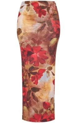 Tall Multi Floral Print Soft Touch Maxi Skirt