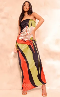 Tall Multi Printed Bandeau Floaty Maxi Dress