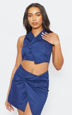 Tall Navy One Button Vest