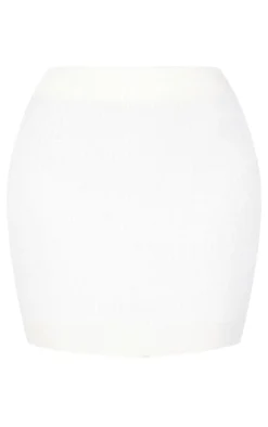 Tall Oatmeal Fluffy Knitted Mini Skirt