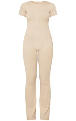 Tall Oatmeal Knitted Zip Up Jumpsuit
