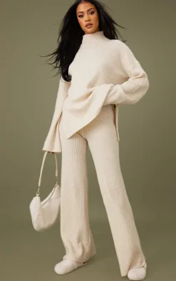 Tall Oatmeal Luxe Rib Knit Oversized Sweater