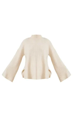 Tall Oatmeal Luxe Rib Knit Oversized Sweater