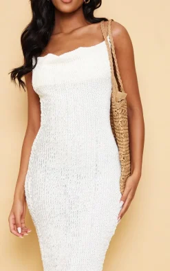 Tall Off White Textured Strappy Maxi Dress
