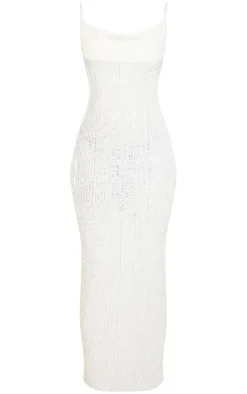 Tall Off White Textured Strappy Maxi Dress