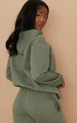 Tall Olive Badge Detailed Oversized Hoodie