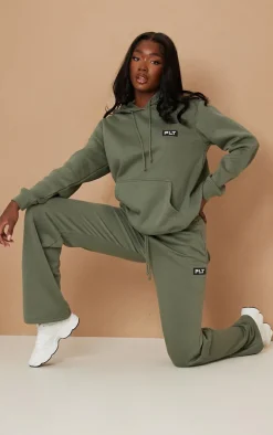 Tall Olive Badge Detailed Oversized Hoodie