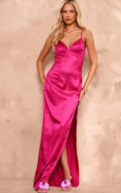 Tall Pink Side Split Detail Maxi Dress