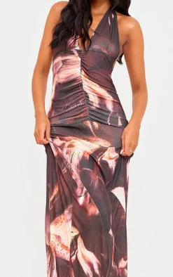 Tall Purple Floral Print Halterneck Maxi Dress